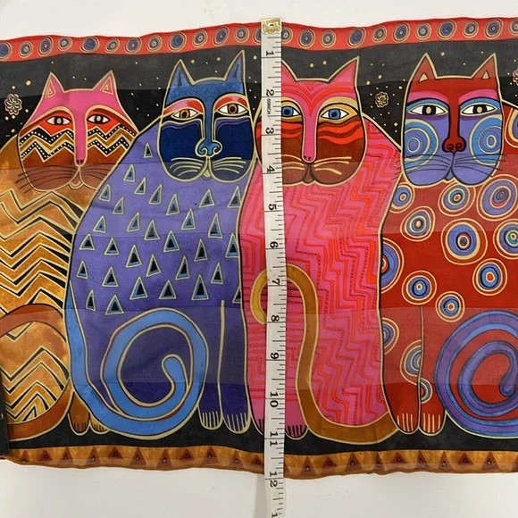 Laurel Burch scarf - 100 silk with cats print